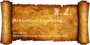 Miklovicz Leontina névjegykártya